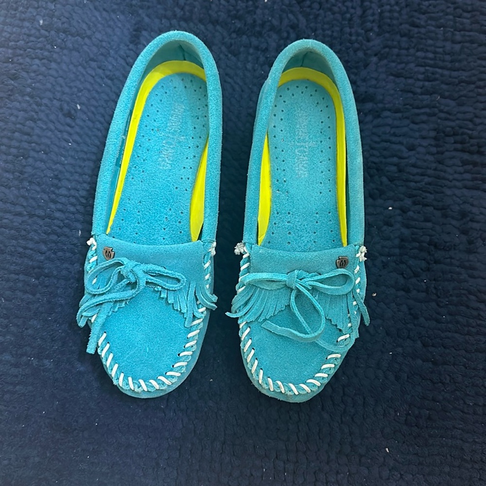 Turquoise suede shoes